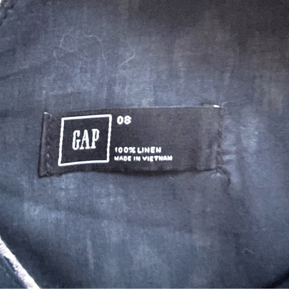 Gap Sleeveless 100% Linen Summer Fit & Flare Midi Dress Blue White 8 - Picture 7 of 7